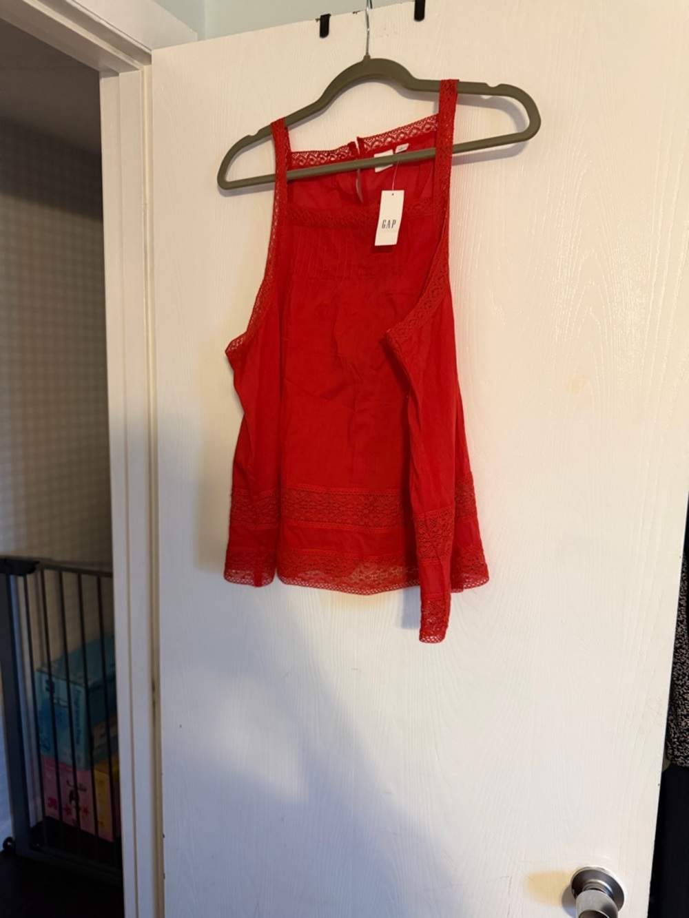 GAP Red Lace-Trim Camisole Tank